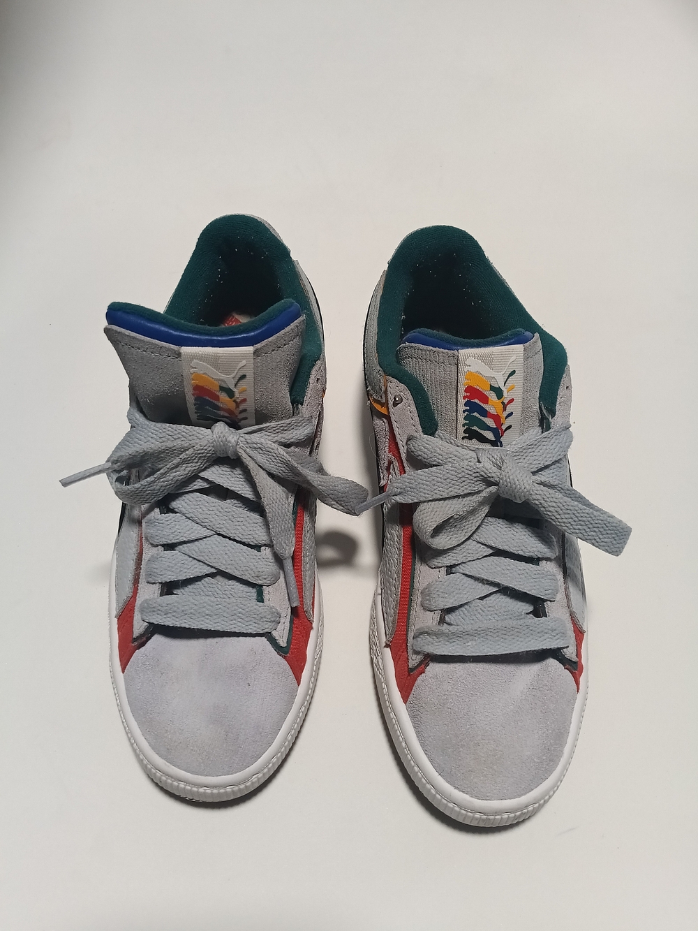 Puma Suede Multicolor Accent Grey Low Top Sneakers Lace Up Size US 5.5